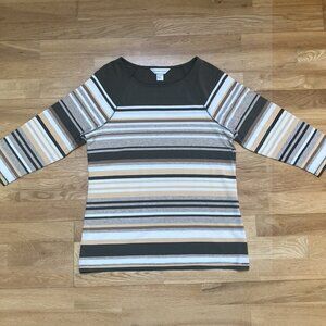 Christoper & Banks Top Size Small Womens Green Pullover Boat Neck 3/4 Sleeve